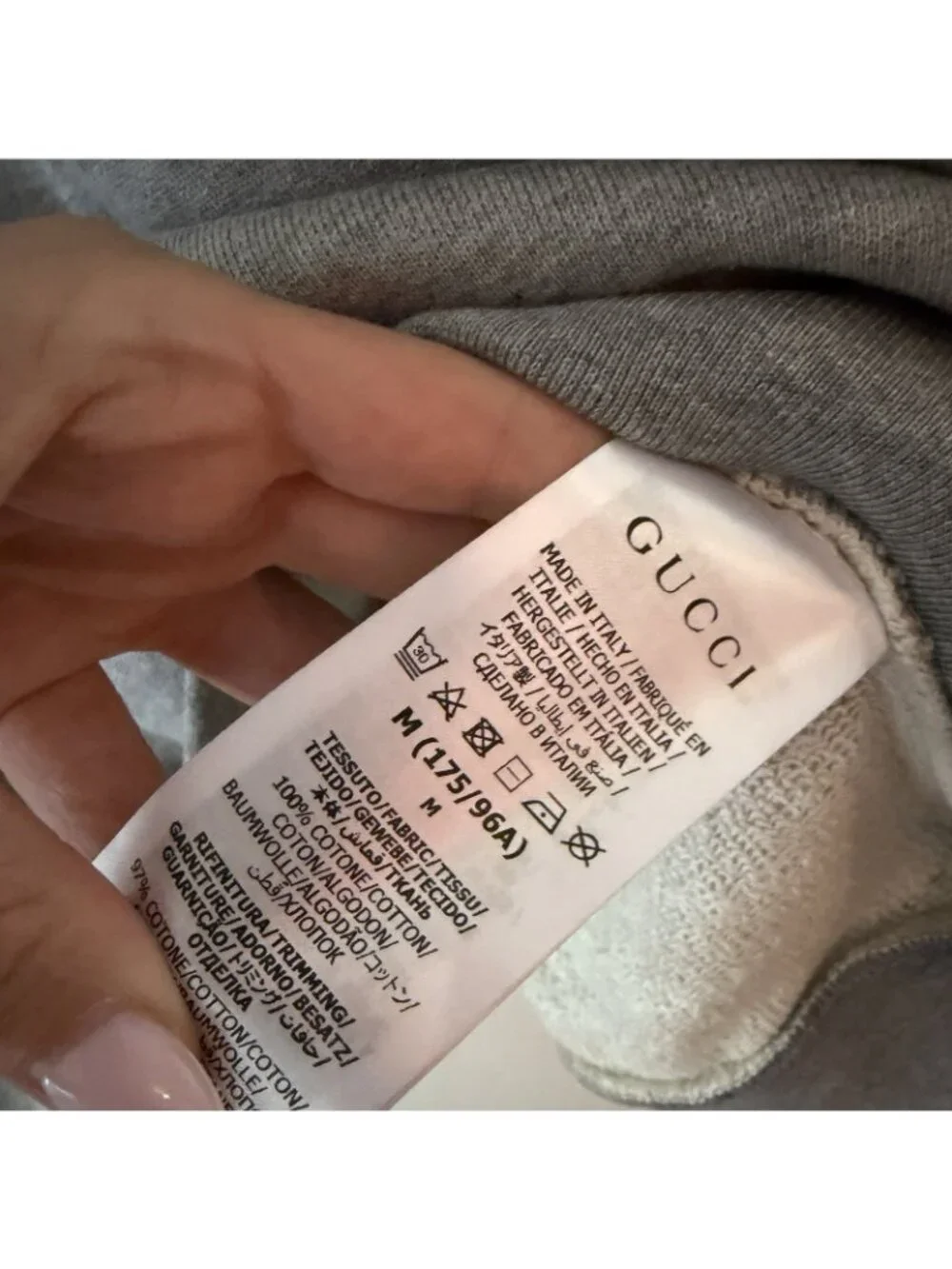 NEW GUCCI GREY LOGO SWEATSHIRT LOGO COTTON SZ M 100% Authentic